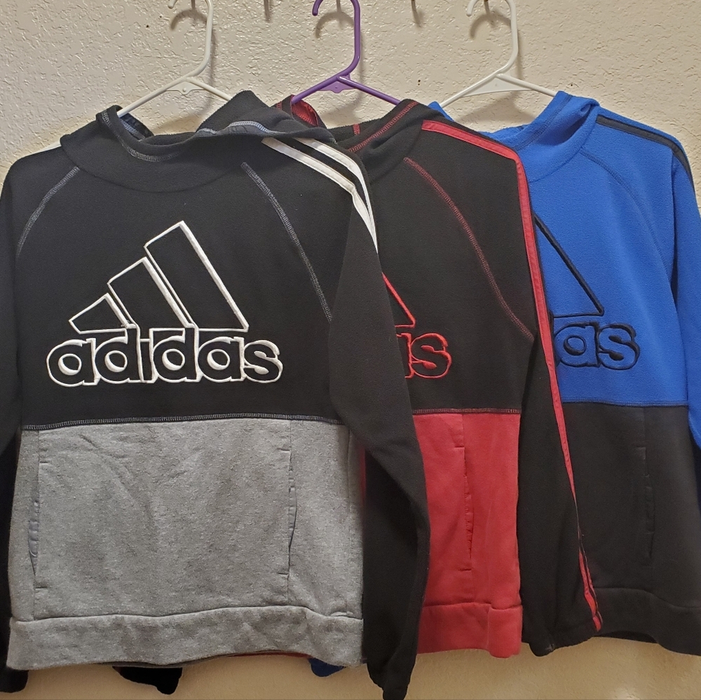 Adidas Youth Hoodies 14/16 (Large) in Black, Red, and Blue Lot 3
